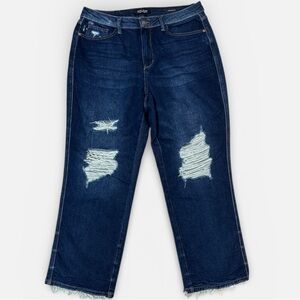 Judy Blue DISTRESSED STRAIGHT LEG JEANS IN DARK BLUE JB88819 Women’s 16W NWOT